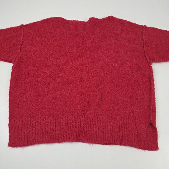 Free People Sweater Womens Small Red Boucle Knit Boat Neck Oversized Pullover - Picture 15 of 16